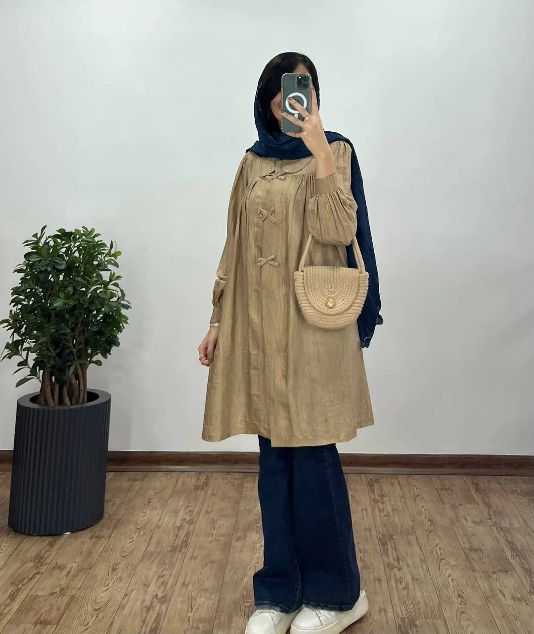 مانتو بلند دکمه دار پروانه